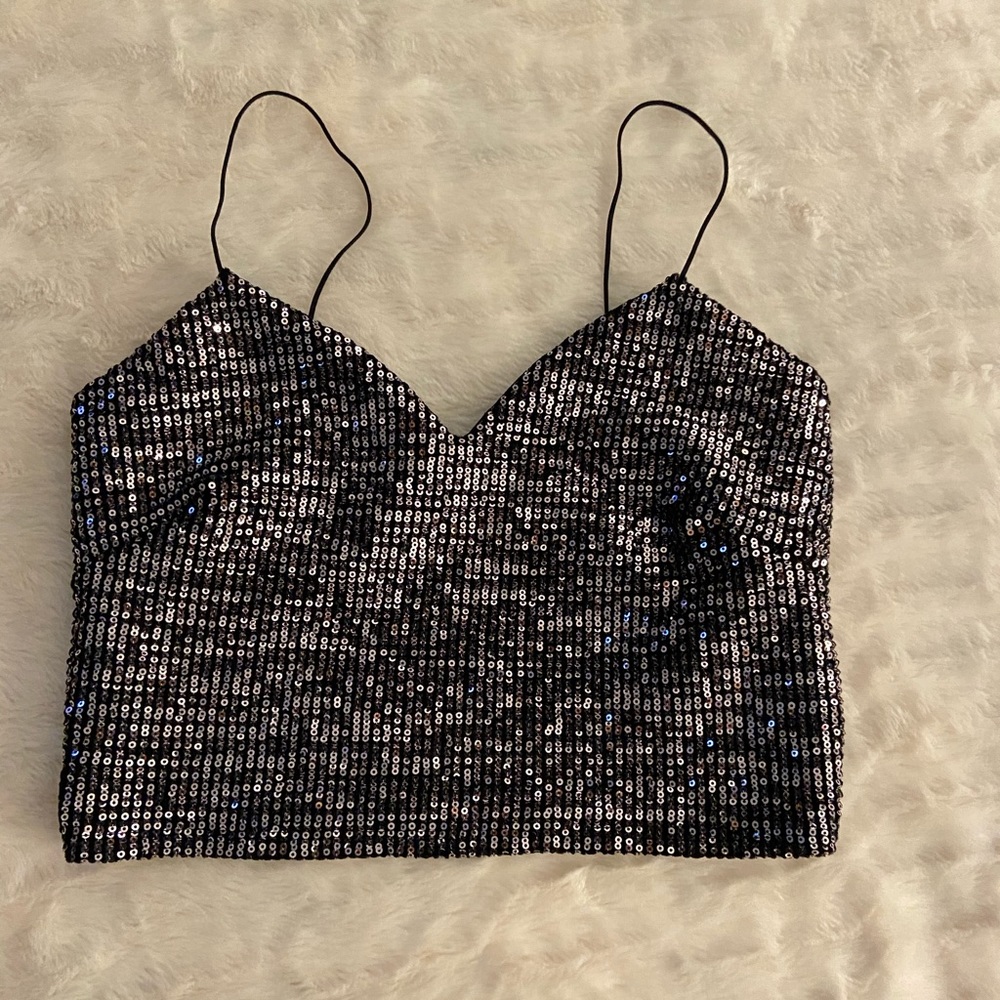 Sequin crop cami